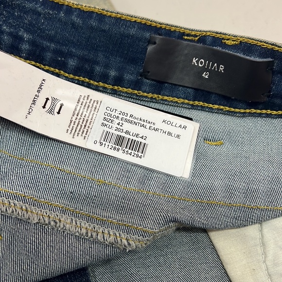 NEW Kollar 203 Skinny Essential Earth Blue Denim Jeans Comfort Men’s Size 42 - Picture 9 of 12